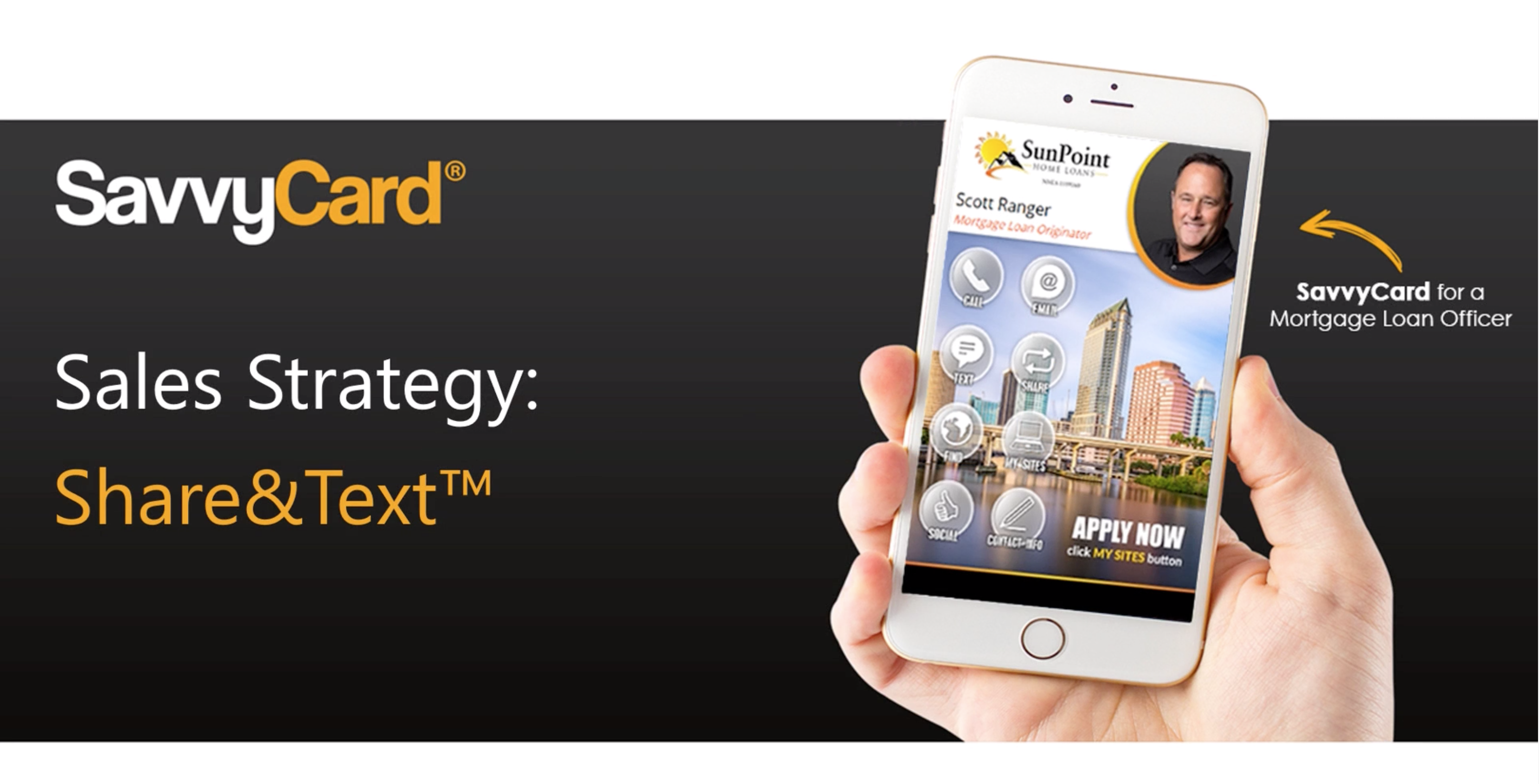 SavvyCard - Share&Text video screen